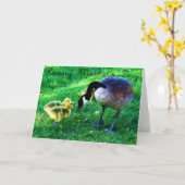 幸せな母の日: カナダのガチョウおよびひよこ カード (黄色い花)