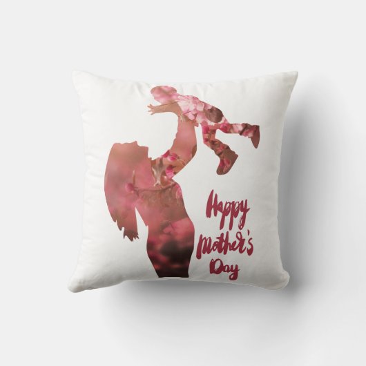 幸せな母の日、フローラ母と息子のスケッチ クッション (裏面)