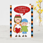 幸せな母の日(息子及び娘) カード (黄色い花)