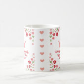 幸せな母の日，水色の花ピンクの王冠 コーヒーマグカップ (中央)