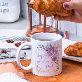 幸せな母の日、水色ピンクの金ゴールド コーヒーマグカップ