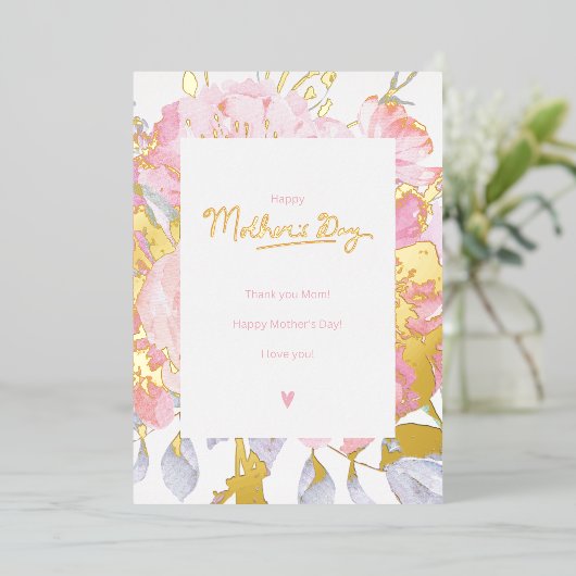 幸せな母の日 – 私はあなたを愛している母 箔シーズンカード (立ち正面)