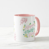 幸せな母親の日はピンクのマグカップ印刷 マグカップ (正面右)