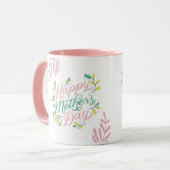 幸せな母親の日はピンクのマグカップ印刷 マグカップ (正面左)