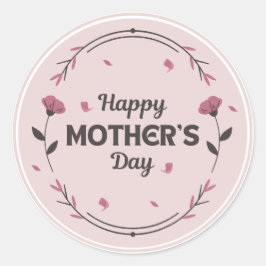 幸せな母親の日ライトピンク ラウンドシール
