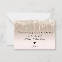 幸せな母親の日金ゴールド滴るグリッター ノートカード