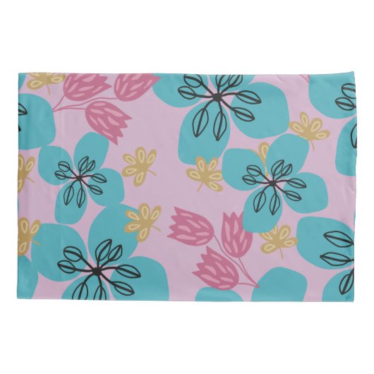 幸せな母誕生日フローラピンク 枕カバー (裏面)