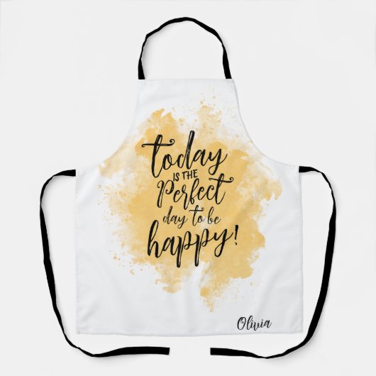 幸せな気分を高めるオリジナルエプロン - カスタム名言 エプロン (正面)