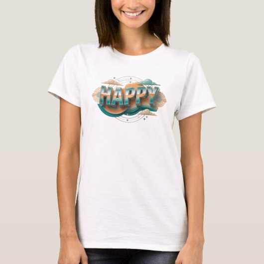 幸せな気持ちが伝わるファッションプリント Tシャツ (正面)