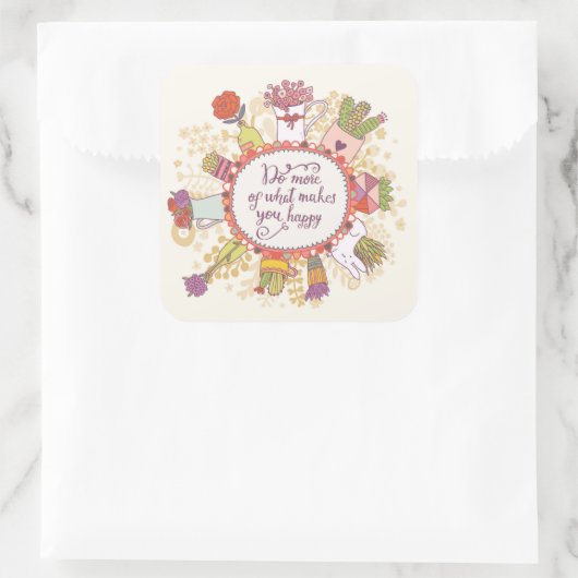 幸せな気持ちを持って行う2 スクエアシール (バッグ)