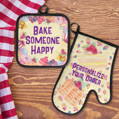 幸せな水彩のデザートを人に焼く 鍋つかみ&鍋敷きセット