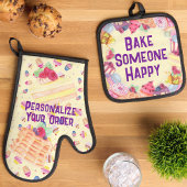 幸せな水彩のデザートを人に焼く 鍋つかみ&鍋敷きセット