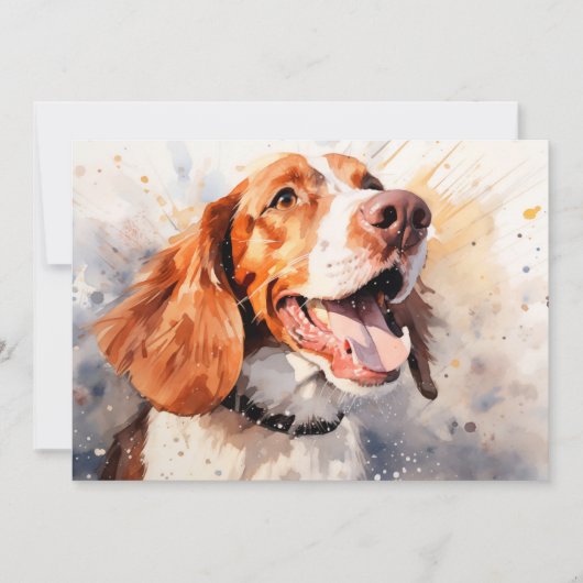 幸せな水彩画の犬のアートプリント カード (正面)