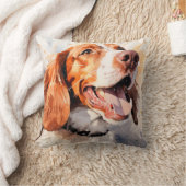 幸せな水彩画の犬のアートプリント クッション (ブランケット)