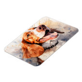 幸せな水彩画の犬のアートプリント マグネット (左側)