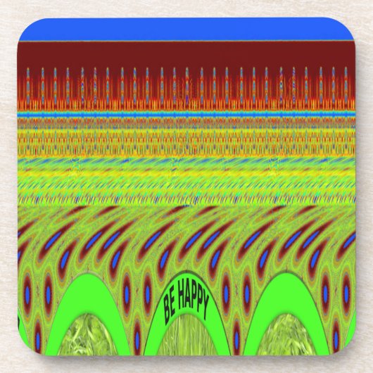 幸せな水玉模様カラフルモチーフのギフト コースター (正面)