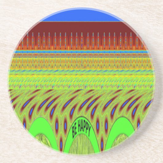 幸せな水玉模様カラフルモチーフのギフト コースター (正面)