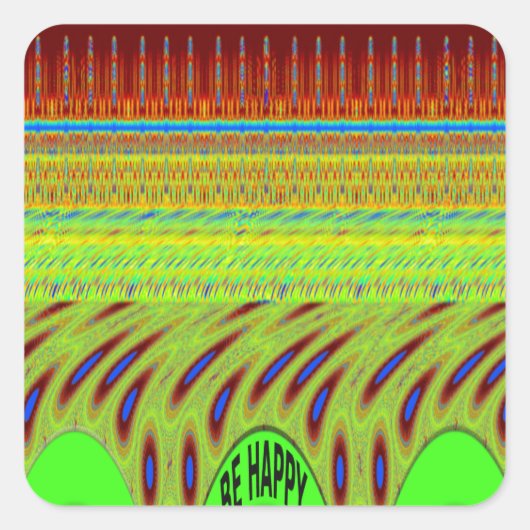 幸せな水玉模様カラフルモチーフのギフト スクエアシール (正面)