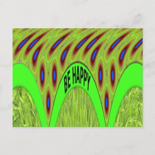 幸せな水玉模様カラフルモチーフのギフト ポストカード (正面)