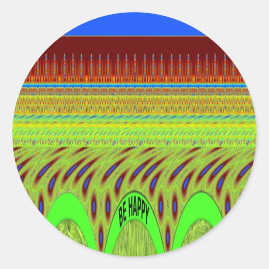 幸せな水玉模様カラフルモチーフのギフト ラウンドシール (正面)