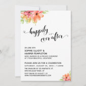 幸せな永遠のハートスクリプト 水彩花イラスト 招待状 (正面)