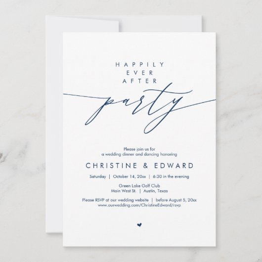 幸せな永遠のパーティー 現代の結婚式の食事 招待状 (正面)