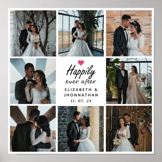 幸せな永遠のモダン結婚式写真コラージュ ポスター (正面)
