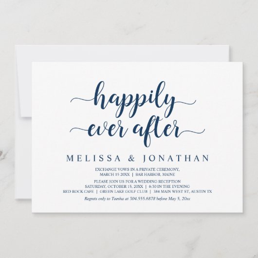 幸せな永遠の後、素朴なストリングライト、駆け落ち 招待状 (正面)