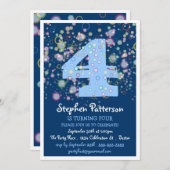 幸せな泡! カラフルな数誕生会 招待状 (正面/裏面)