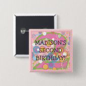 幸せな泡NUMBER 2、最初誕生日 缶バッジ (正面&裏面)