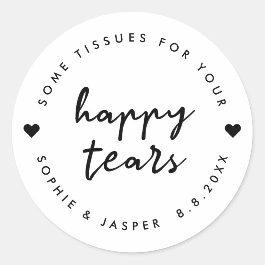 幸せな涙のためのティッシュ |結婚式の引き出物 ラウンドシール (正面)