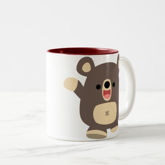 幸せな漫画のツキノワグマのマグ ツートーンマグカップ (正面右)