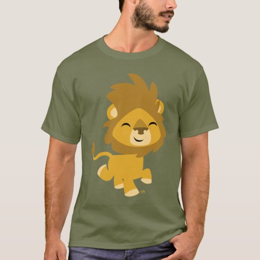 幸せな漫画のライオンの人のTシャツ Tシャツ (正面)