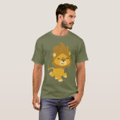 幸せな漫画のライオンの人のTシャツ Tシャツ (正面フル)