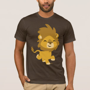 幸せな漫画のライオンのTシャツ Tシャツ