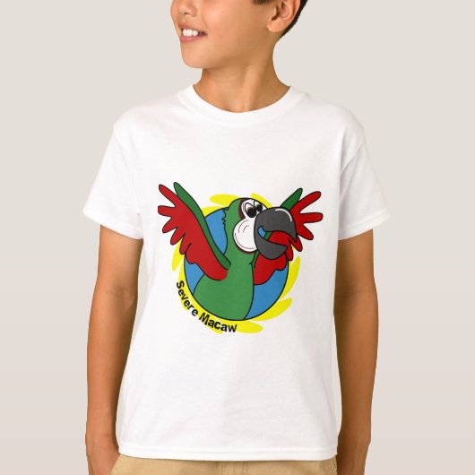 幸せな漫画の厳しいコンゴウインコの子供 Tシャツ (正面)