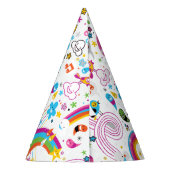 幸せな漫画の虹および形の継ぎ目が無いパターン パーティーハット (裏面)