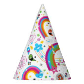 幸せな漫画の虹および形の継ぎ目が無いパターン パーティーハット (左)