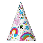 幸せな漫画の虹および形の継ぎ目が無いパターン パーティーハット (右)