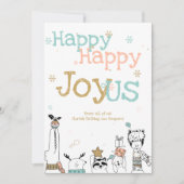 幸せな漫画は動物の労働者のクリスマスを飾る 招待状 (正面)