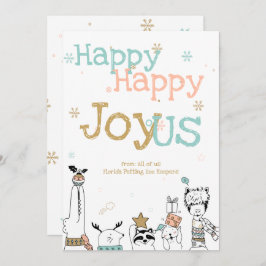 幸せな漫画は動物の労働者のクリスマスを飾る 招待状