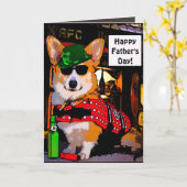 幸せな父の日のコーギー カード (黄色い花)