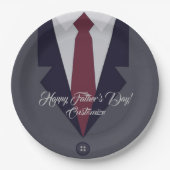 幸せな父の日のスーツの紙皿 ペーパープレート (正面)