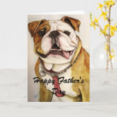 幸せな父の日のブルドッグカード カード (黄色い花)