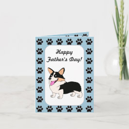 幸せな父の日の三色のコーギー カード