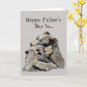 幸せな父の日の世界で最も最高のなくまHugger カード (黄色い花)