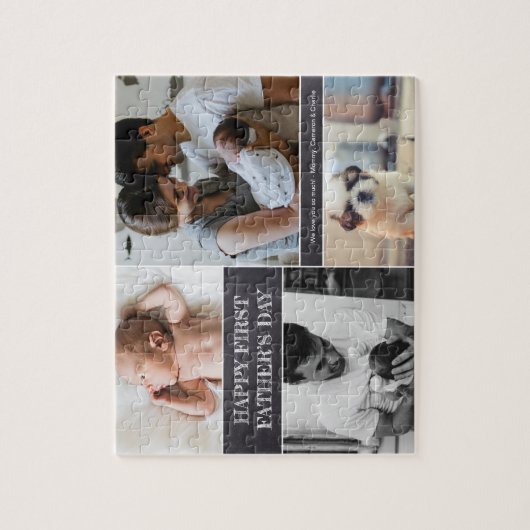 幸せな父の日の写真コラージュファミリー ジグソーパズル (縦)
