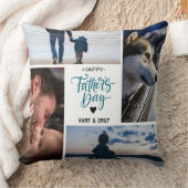 幸せな父の日の写真コラージュ名前をカスタムする クッション (ブランケット)