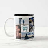 幸せな父の日の写真コラージュ名前をカスタムする ツートーンマグカップ (左)