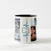 幸せな父の日の写真コラージュ名前をカスタムする ツートーンマグカップ (中央)